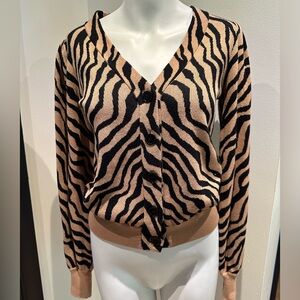 Anthropologie Women’s Zebra-Striped Cardigan Size Small EUC
